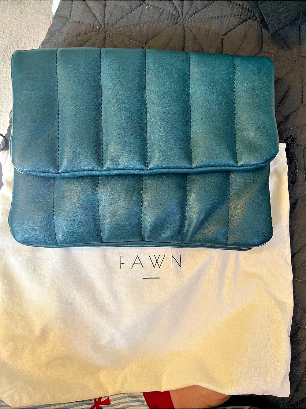 FAWN Quilted Shoulder Bag in Blue /Teal NWT